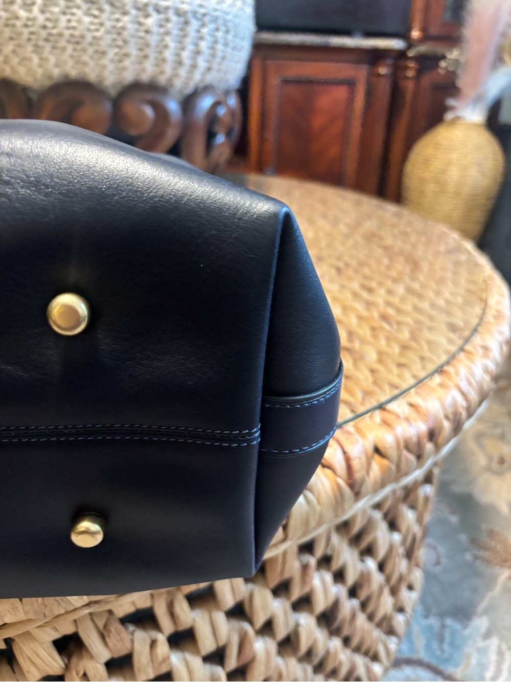 Coach Empire 40 Navy Leather Satchel with Gold Hardware - Picture 9 of 14